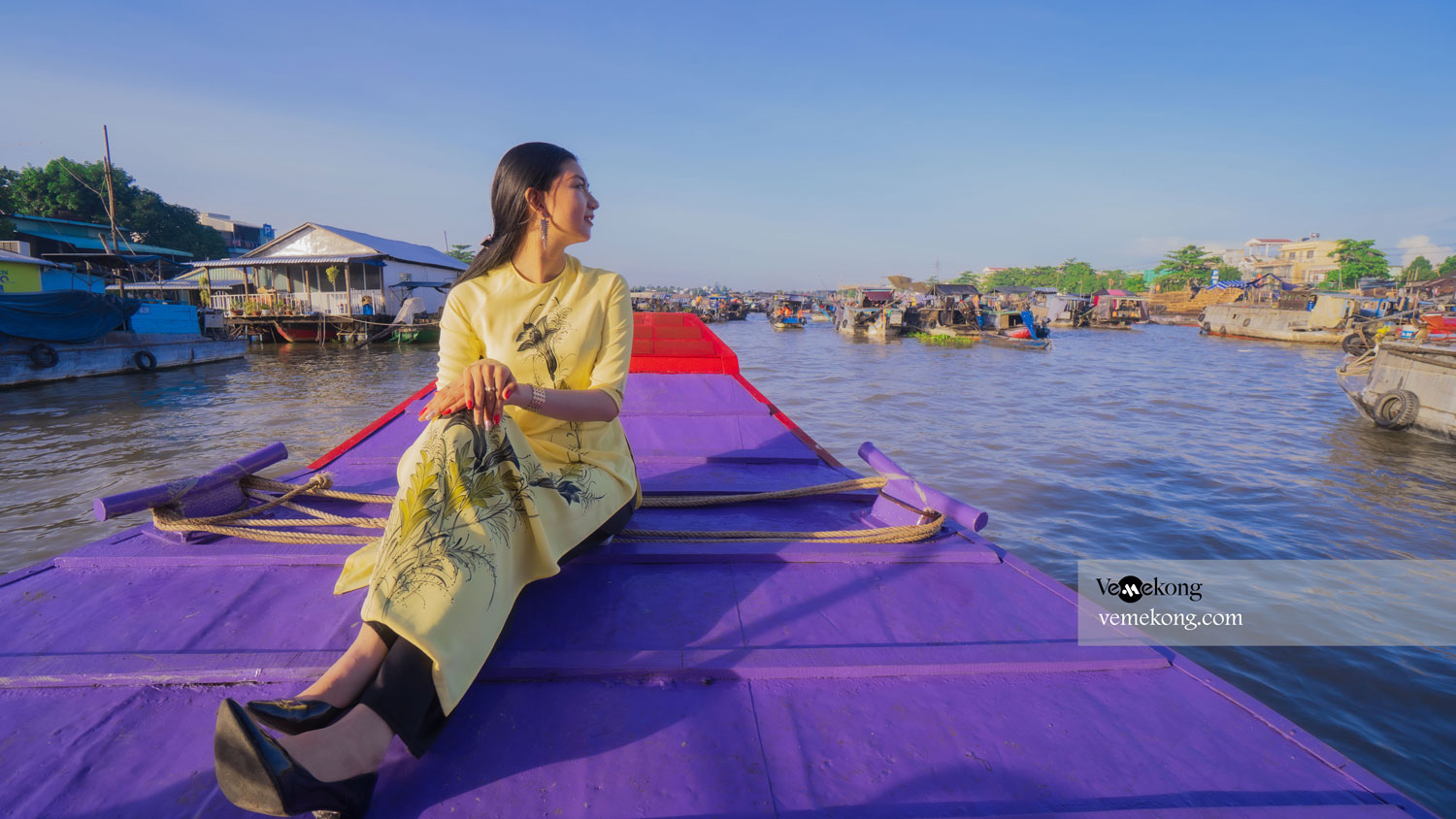 Cai Rang floating market in March with Can Tho Purple Boat