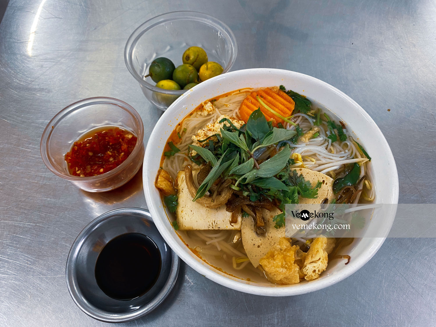 Vegetarian Noodle Soup Eat Best Food in Can Tho Vemekong